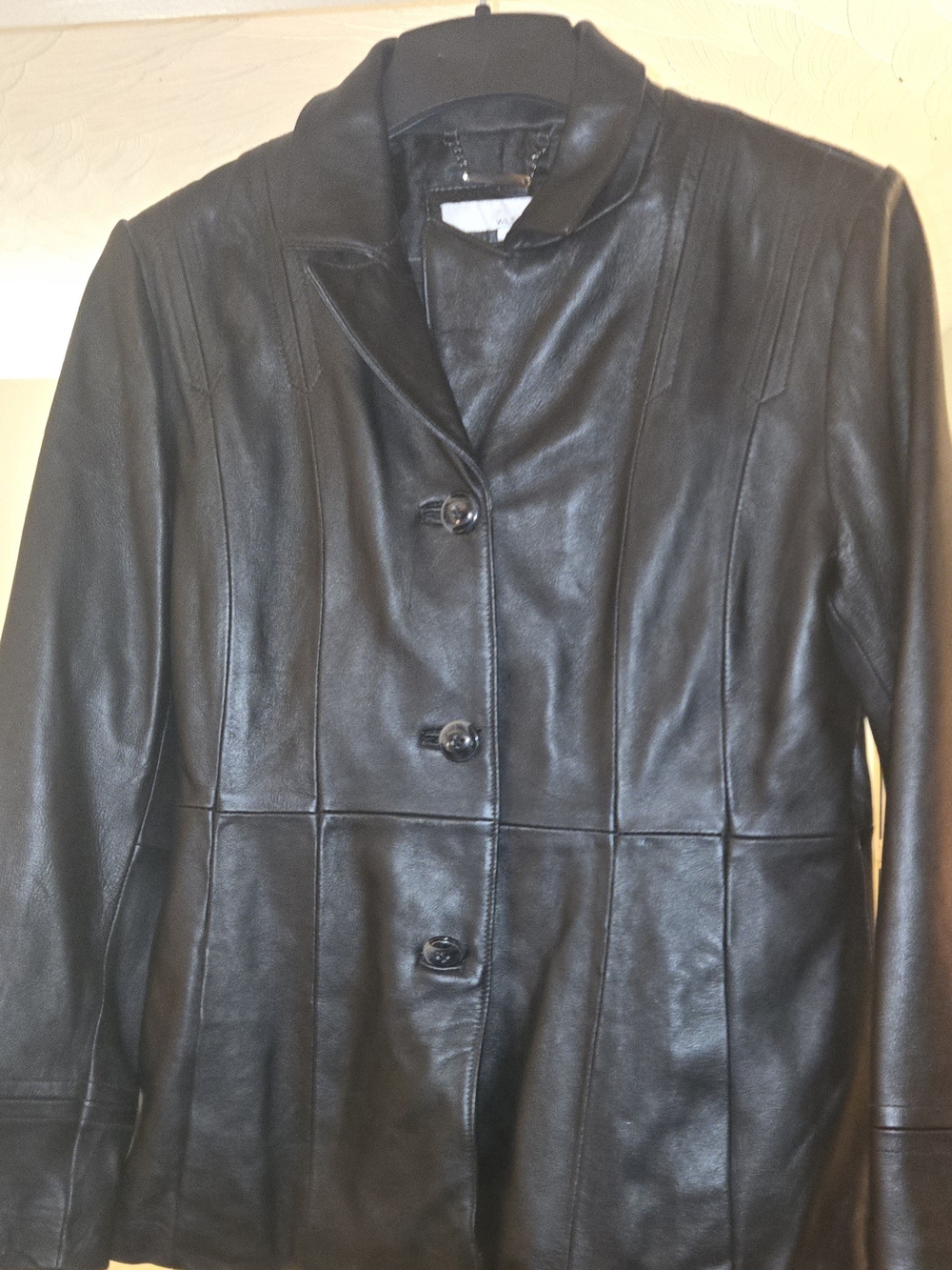 Wilson's Women Leather Black Button-Front Leather Jacket